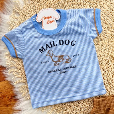 Conj. Camiseta Mail Dog e Bermuda - Azul Bebê